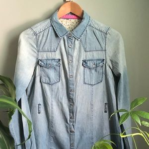 denim button dress